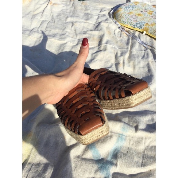 Sam & Libby womens espadrilles flat sandals 9 brown NEW tan coastal academia - Picture 5 of 7